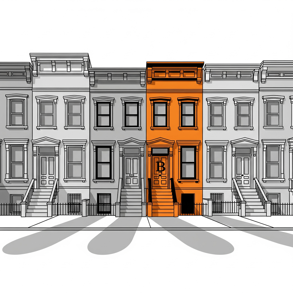 Rowhouse with Bitcoin door